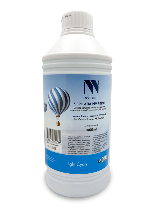 Чернила NVP универсальные на водной основе для Сanon, Epson, НР, Lexmark (1000 ml) Light Cyan