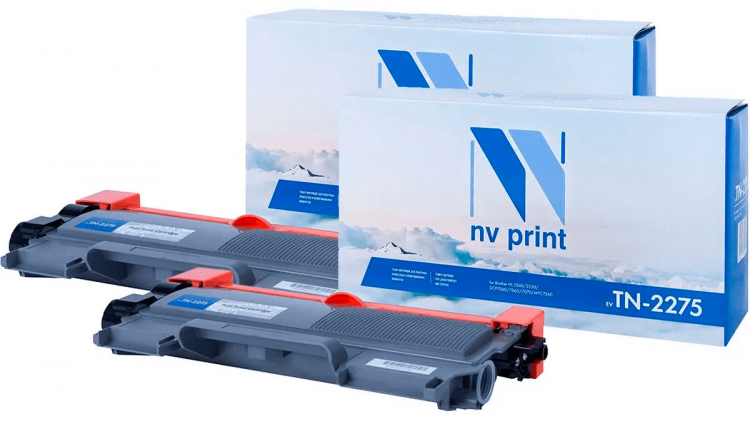 Картридж NV Print NV-TN-2275T-SET2 для принтеров Brother DCP-7030/ DCP-7040/ DCP-7045N/ MFC-7440N/ MFC-7840W, (2 шт) 2600 страниц