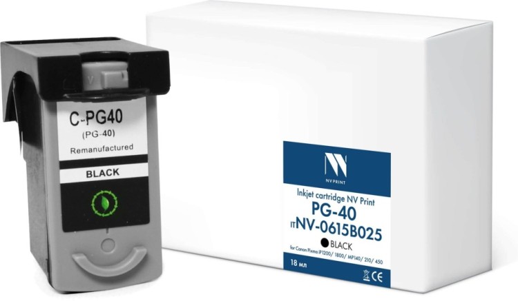 Картридж NV Print PG-40 (NV-0615B025) Black для Canon Pixma iP1200/ iP1800, MP140/ MP210/ MP450, чёрный, 18мл Картридж NV Print PG-40 (NV-0615B025) Black для Canon Pixma iP1200/ iP1800, MP140/ MP210/ MP450, чёрный, 18мл