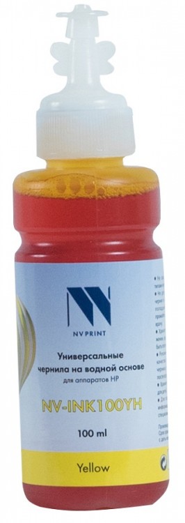 Чернила NV Print универсальные NV-INK100 Yellow для принтеров Hewlett-Packard, 100 мл