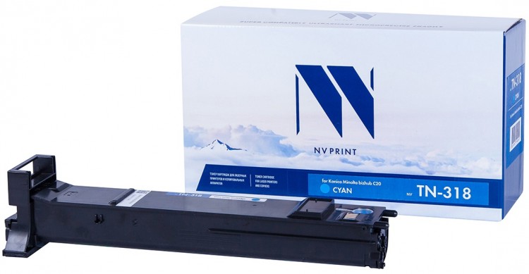 Картридж NV Print TN-318 Голубой для принтеров Konica Minolta bizhub C20, 8000 страниц