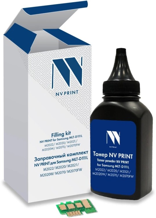 Заправочный комплект NV Print для картриджа Samsung MLT-D111L, 60 гр, 1800 стр (тонер + чип)