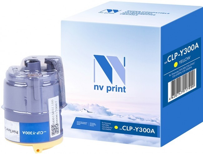 Картридж NV Print CLP-Y300A Желтый для принтеров Samsung CLP-300/ CLX-2160/ CLX-2160N/ CLX-3160FN, 1000 страниц