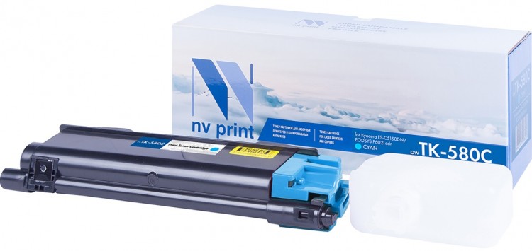 Картридж NV Print TK-580 Голубой для принтеров Kyocera FS C5150DN/ ECOSYS P6021cdn, 2800 страниц