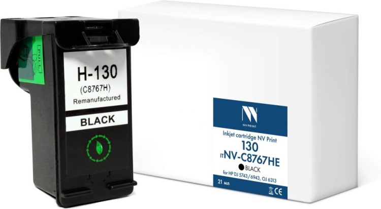 Картридж NV Print №130 (NV-C8767HE) Black для HP OfficeJet 6313, DeskJet 5743/6943, чёрный, 21мл Картридж NV Print №130 (NV-C8767HE) Black для HP OfficeJet 6313, DeskJet 5743/6943, чёрный, 21мл