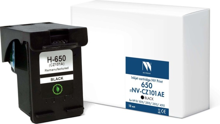 Картридж NV Print №650 (NV-CZ101AE) Black для HP DJ 1015/ 2515/ 3515/ 4515, чёрный, 18мл Картридж NV Print №650 (NV-CZ101AE) Black для HP DJ 1015/ 2515/ 3515/ 4515, чёрный, 18мл