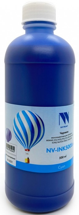 Чернила NV Print NV-INK500 Cyan Eco экосольвентные для устройств, печатающих головами Epson DX4/ 5/ 7 XP-605 (500ml)
