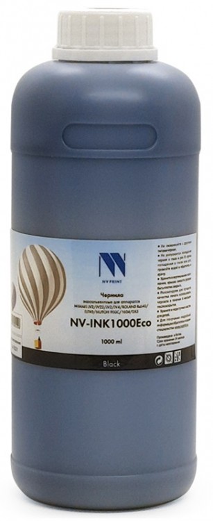 Чернила NV Print NV-INK1000 Black Eco экосольвентные для устройств, печатающих головами Epson DX4/ 5/ 7 XP-600 (1000ml)