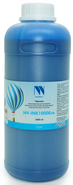 Чернила NV Print NV-INK1000 Cyan Eco экосольвентные для устройств, печатающих головами Epson DX4/ 5/ 7 XP-601 (1000ml)