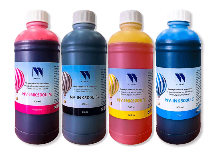 Чернила NV PRINT универсальные на водной основе, комплект 6 цветов по 1000 мл