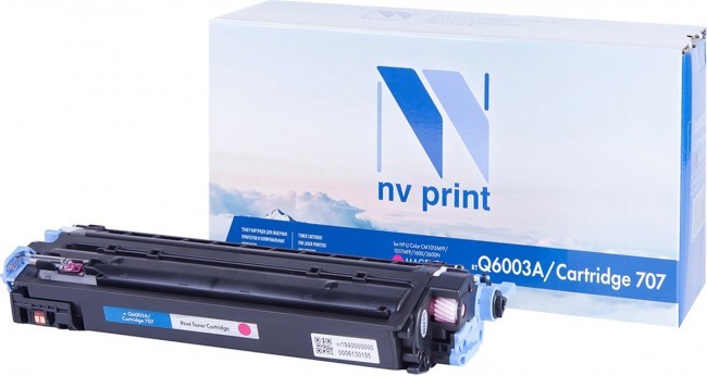 Картридж NV Print Q6003A/ 707 Пурпурный для принтеров HP LaserJet Color 1600/ 2600n/ 2605/ 2605dn/ 2605dtn/ Canon i-SENSYS LBP-5000/ 5100, 2000 страниц