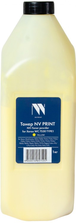 Тонер NV Print NV-XR7530-TYPE1-1KGY для принтеров Xerox WC 7530 TYPE1 Yellow, 1кг