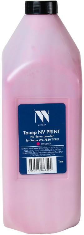 Тонер NV Print NV-XR7530-TYPE1-1KGM для принтеров Xerox WC 7530 TYPE1 Magenta, 1кг