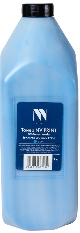 Тонер NV Print NV-XR7530-TYPE1-1KGC для принтеров Xerox WC 7530 TYPE1 Cyan, 1кг