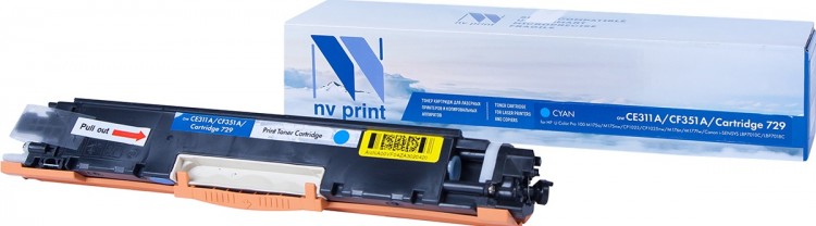 Картридж NV Print CE311A/ CF351A/ 729 Голубой для принтеров HP LaserJet Color Pro 100 M175a/ M175nw/ CP1025/ CP1025nw/ M176n/ M177fw/ Canon i-SENSYS LBP7010C/ LBP7018С, 1000 страниц