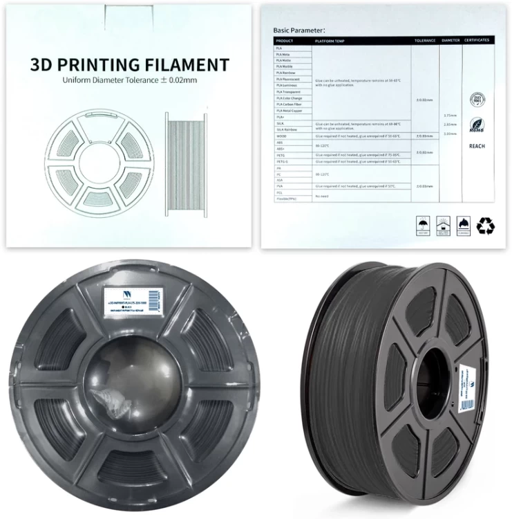 Филамент NVPRINT  PLA черный для 3D печати диаметр 1.75мм  длина 330 метров  масса 1 кг