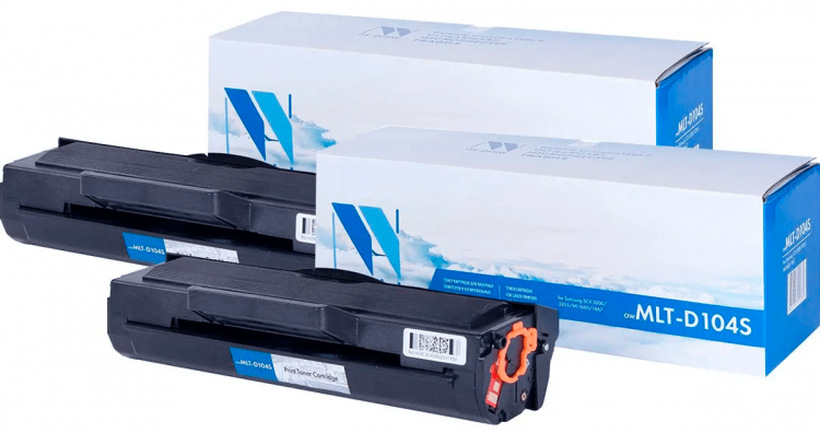 Картридж NV Print NV-MLT-D104S-SET2 для принтеров Samsung ML 1660/ 1665/ 1667/ 1670/ 1860/ 1865/ 1865W/ 1867/ SCX 3200/ 3205/ 3205W, (2 шт) 1500 страниц