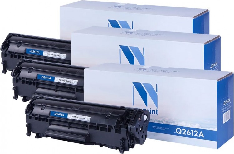Картриджи NV Print Q2612A-SET3 для принтеров HP LaserJet M1005/ 1010/ 1012/ 1015/ 1020/ 1022/ M1319f/ 3015/ 3020/ 3030/ 3050/ 3050z, 3x2000 страниц